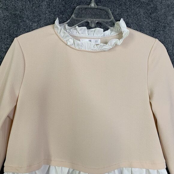 Hope Pullover 1 Pc Sweater & Shirt Ruffle Elastic Neck Nude Pink Babydoll Sz 8 - Picture 2 of 11